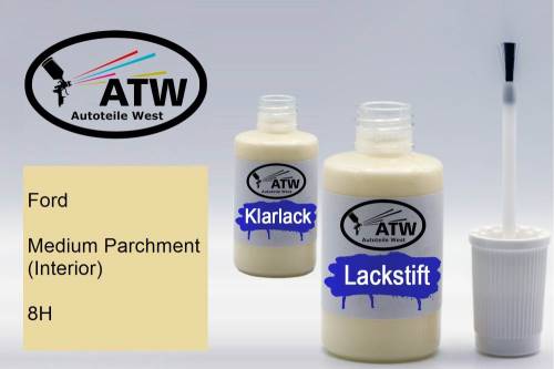Ford, Medium Parchment (Interior), 8H: 20ml Lackstift + 20ml Klarlack - Set, von ATW Autoteile West.